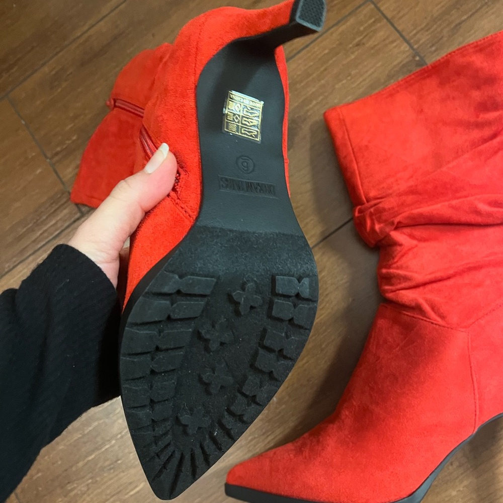 Women's Mid Calf Pointed Toe Suede boots - Picture 6 of 8